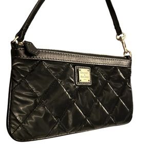Dooney & Bourke Thin Shiny Black Leather Wristlet